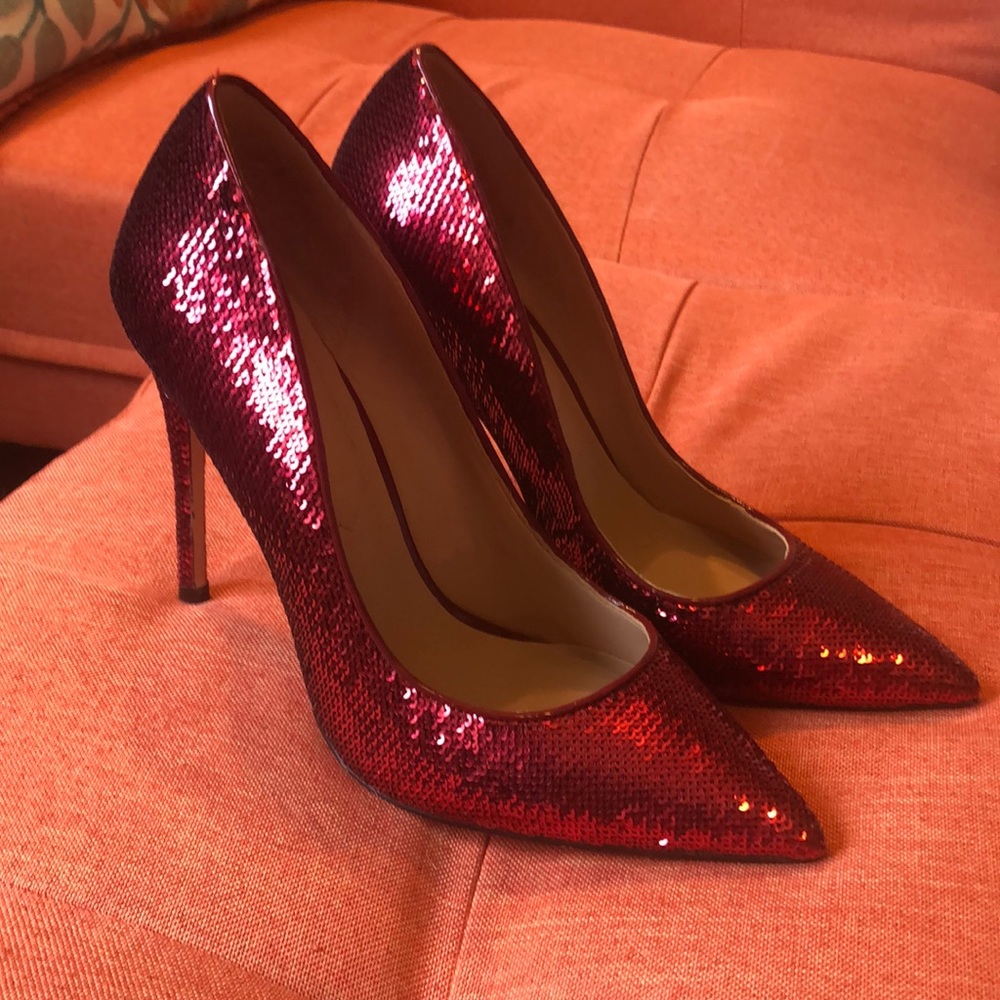 Red Sequin Aldo Pointed Stilettos size 8